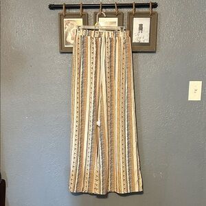 SHEIN Striped Wide-Leg Pants - Black and Tan